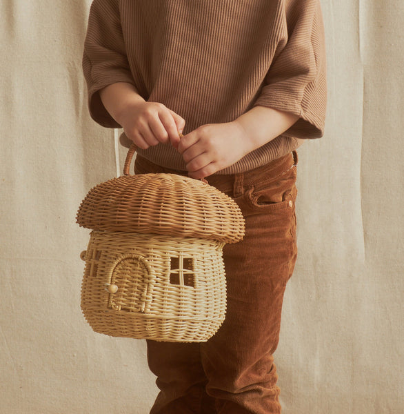 Rattan Mushroom Basket, Toadstool Nursery Decor