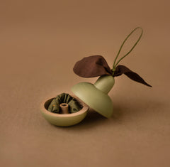 Green Wooden Pear with Little Friend